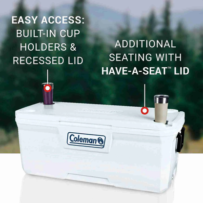 Hielera 316 Coleman 150 QT 5873, Blanco Con Azul